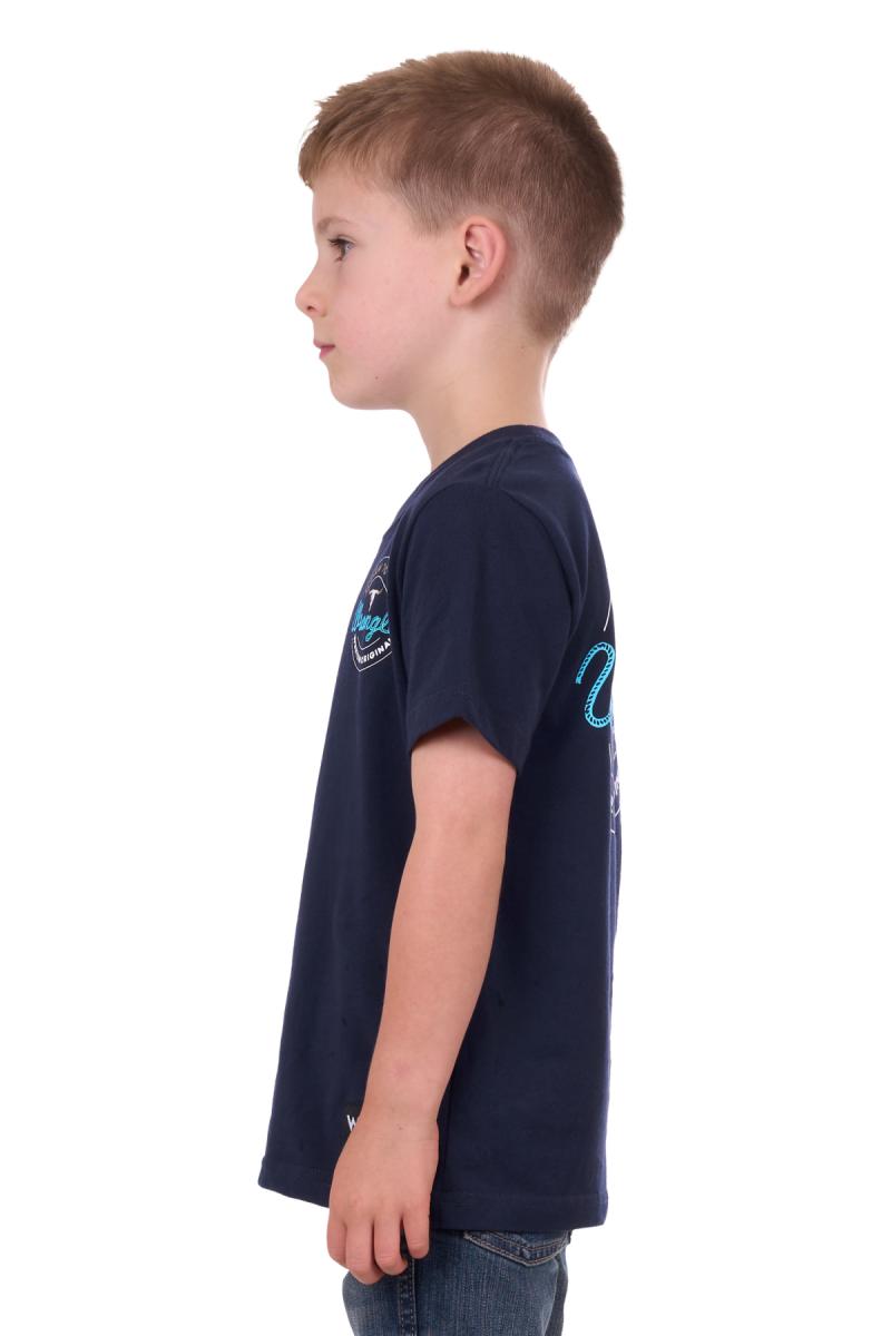 Wrangler Boys (Kids) Zane Short Sleeve Tee - Navy