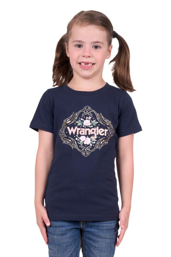 Wrangler Girls (Kids) Darcy Short Sleeve Tee - Navy