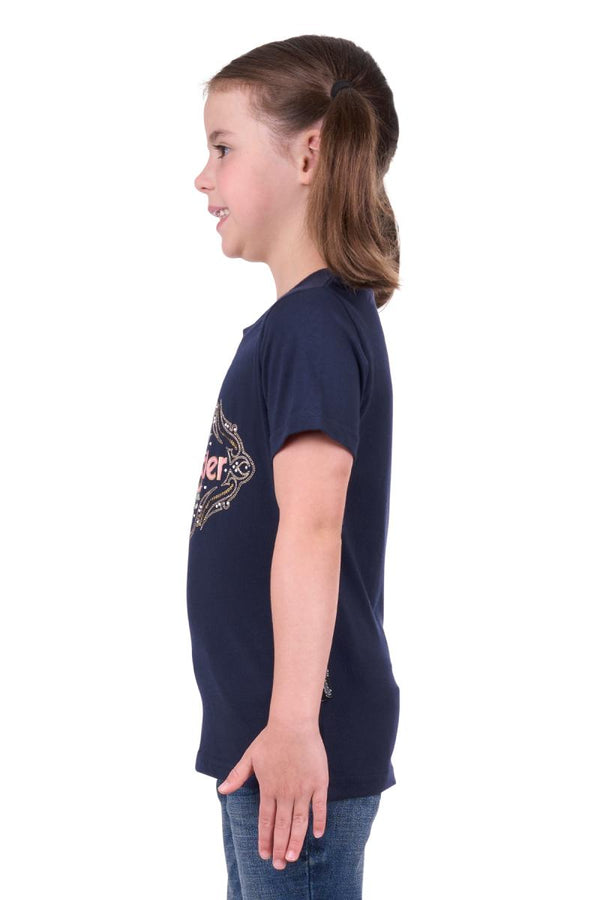 Wrangler Girls (Kids) Darcy Short Sleeve Tee - Navy