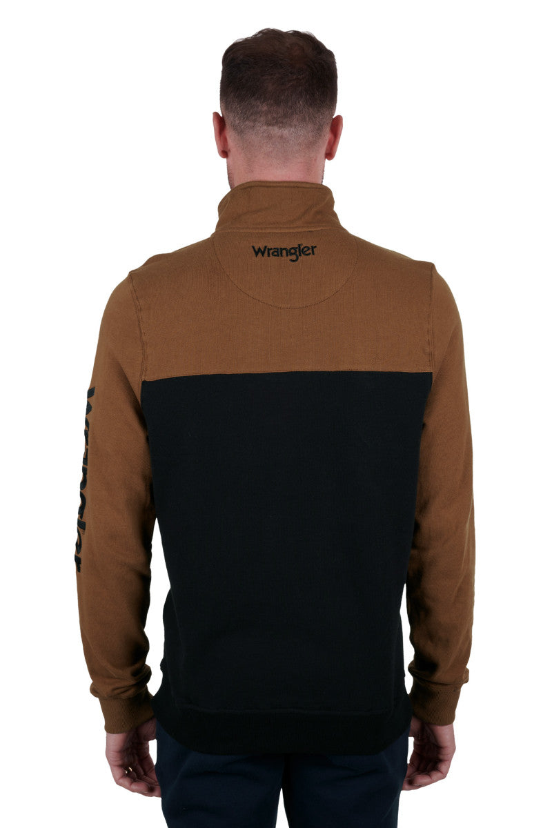 Wrangler Men's Bartlett 1/4 Zip Pullover - Black/Dark Tan