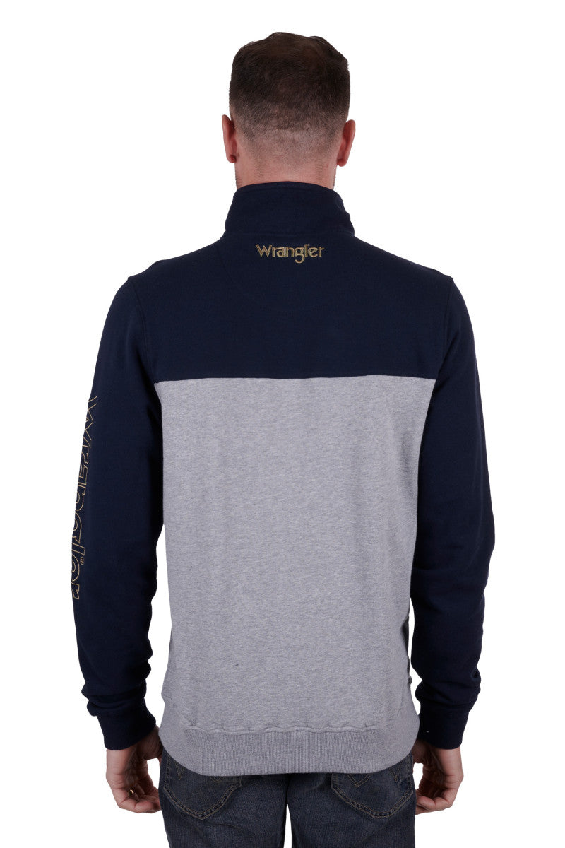 Wrangler Men's Edward 1/4 Zip Pullover - Navy/Grey Marle