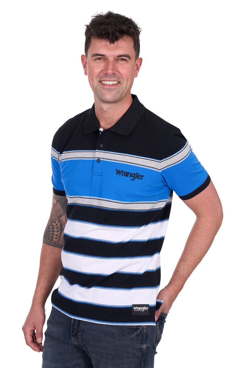 Wrangler Men’s Lawrie Short Sleeve Polo - Black/Royal