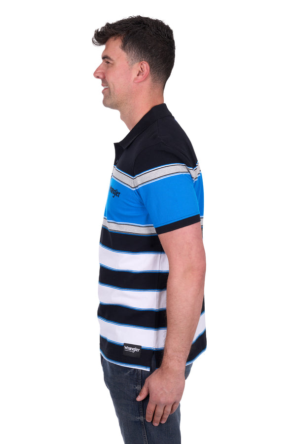 Wrangler Men’s Lawrie Short Sleeve Polo - Black/Royal