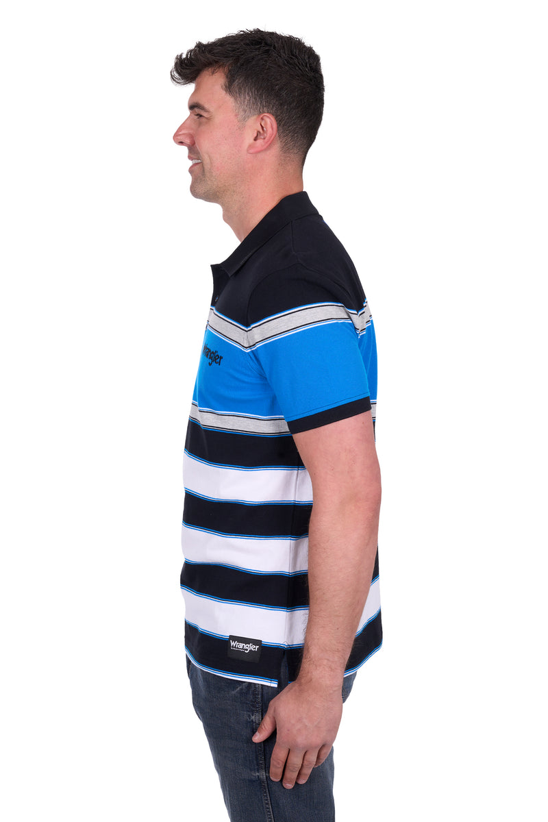 Wrangler Men’s Lawrie Short Sleeve Polo - Black/Royal