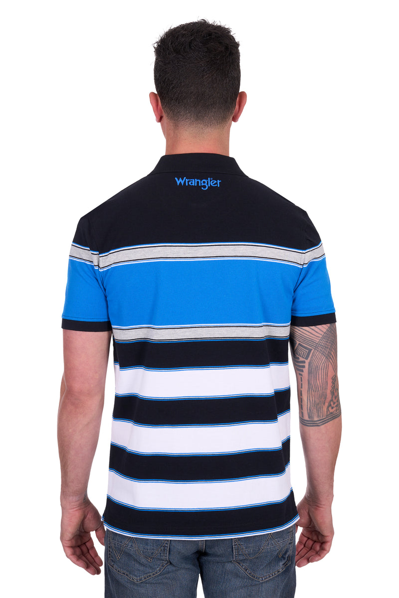 Wrangler Men’s Lawrie Short Sleeve Polo - Black/Royal