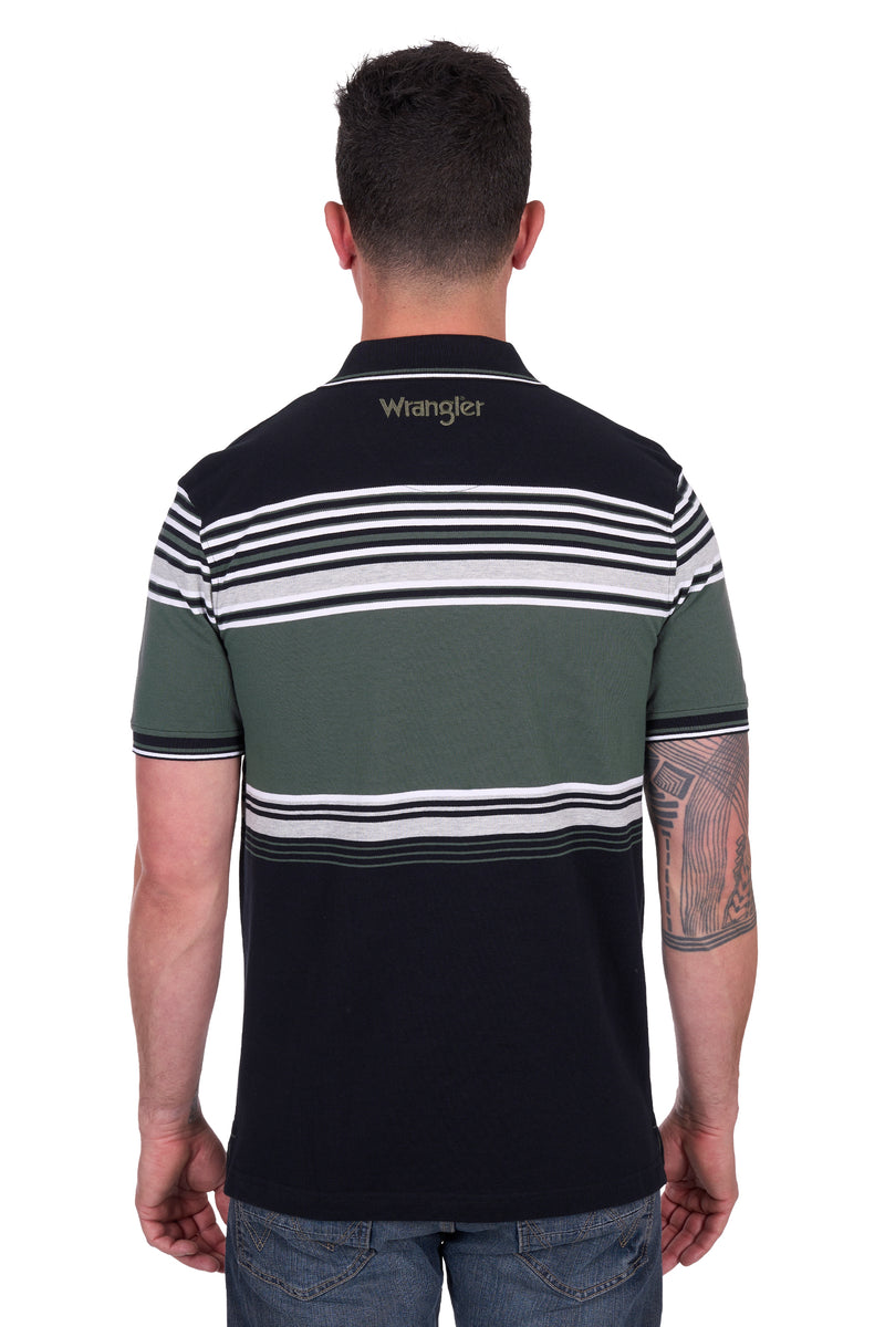 Wrangler Men’s Chris Short  Sleeve Polo - Black/Cypress