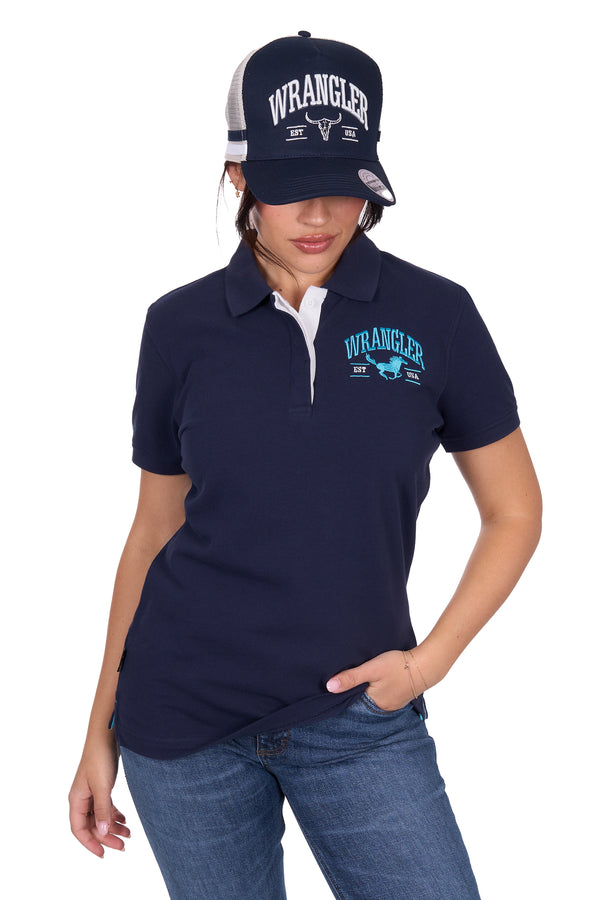Wrangler Women's Eliza Short Sleeve Polo - Navy
