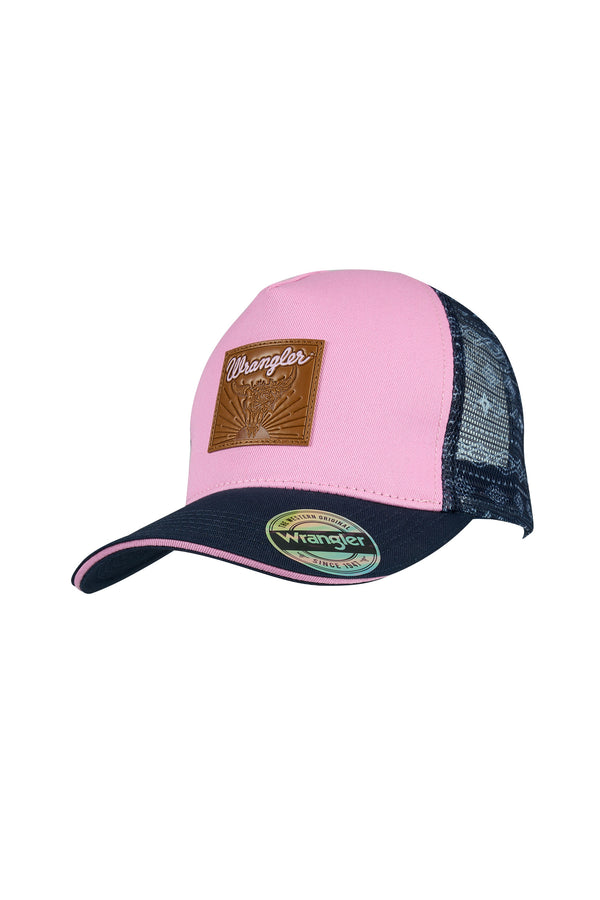Wrangler Andy High Profile Ponytail Trucker Cap - Navy/Pink