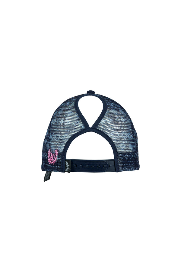 Wrangler Andy High Profile Ponytail Trucker Cap - Navy/Pink
