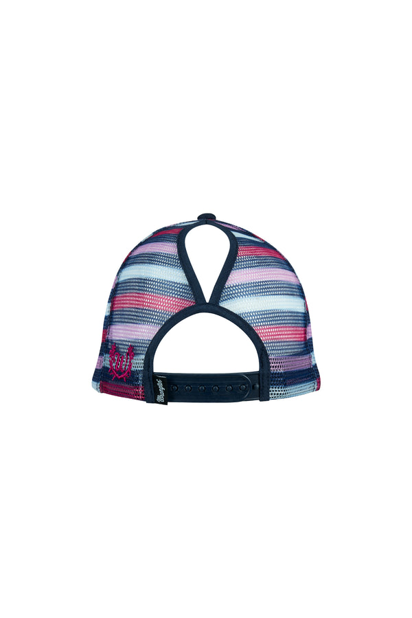 Wrangler Eliza High Profile Ponytail Trucker Cap - Navy/Pink