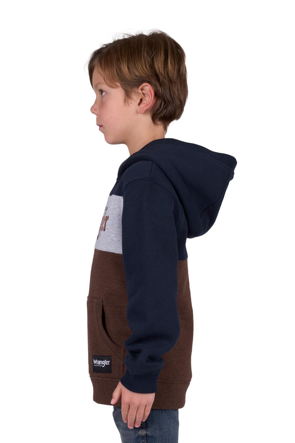 Wrangler Boys Paul Pullover Hoodie - Navy/Dark Tan
