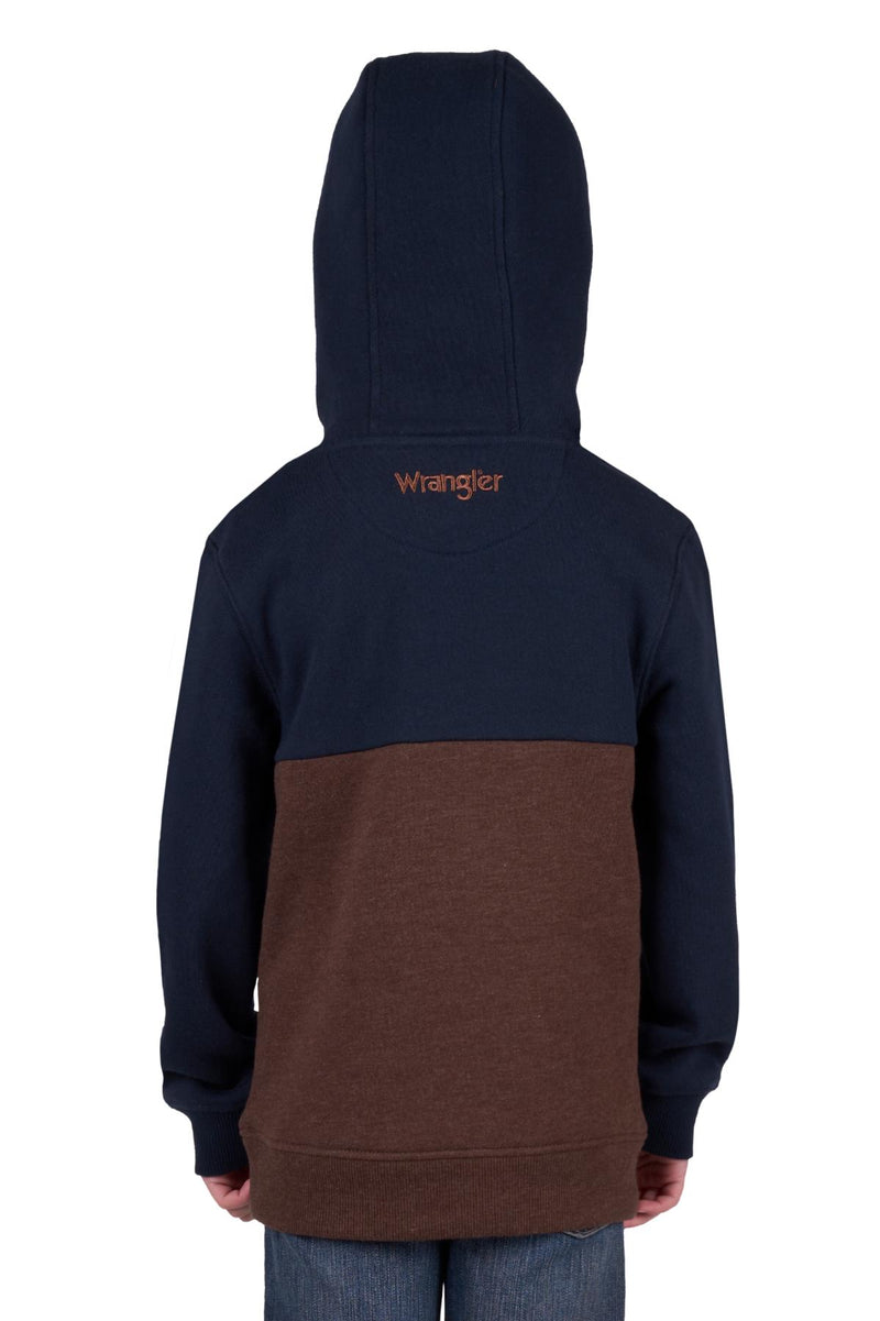 Wrangler Boys Paul Pullover Hoodie - Navy/Dark Tan
