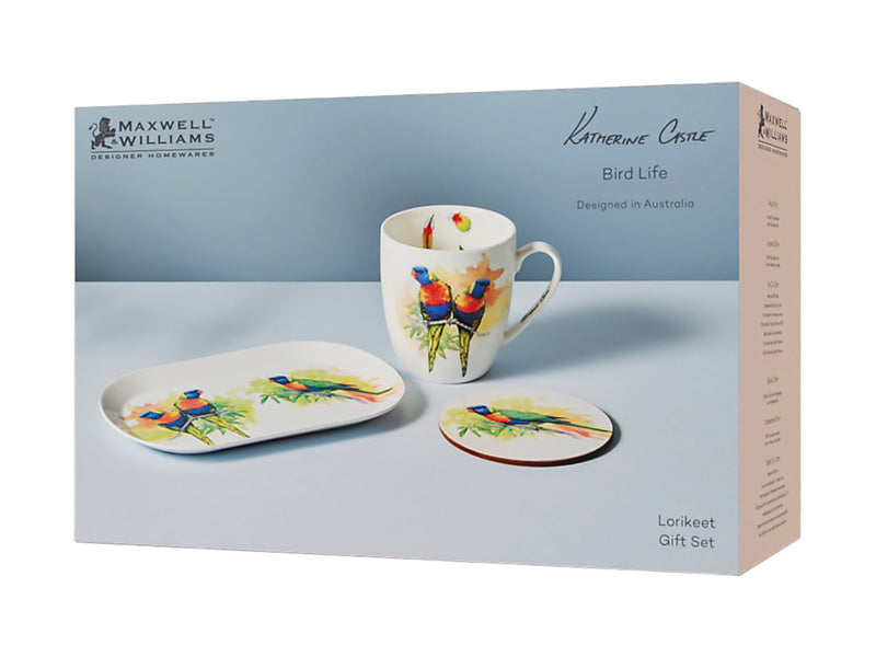 Maxwell and Williams Katherine Castle Bird Life Gift Set Lorikeet- Gift Boxed