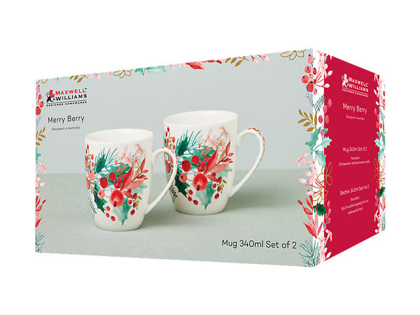 Maxwell & Williams Merry Berry Mug Set of 2 Gift Boxed