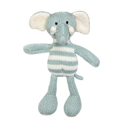 LILY & GEORGE- CHARLIE GREEN STRIPEY ELEPHANT RATTLE