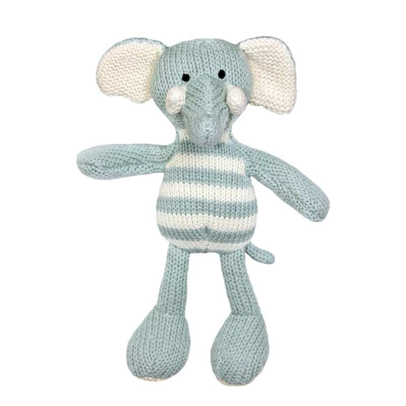 LILY & GEORGE- CHARLIE GREEN STRIPEY ELEPHANT RATTLE