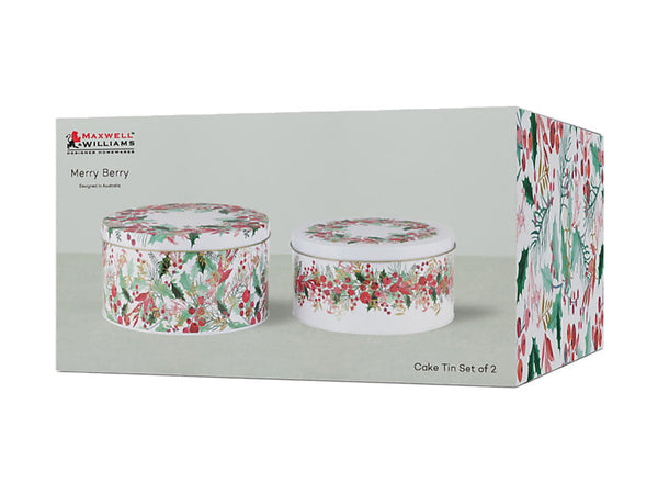 Maxwell & Williams Merry Berry Tin Set Of 2 Gift Boxed