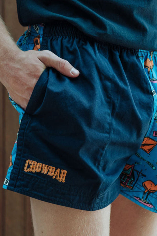 Crowbar Andy Harlequin Drill Short - Happy Days/Navy (Limited Edition)