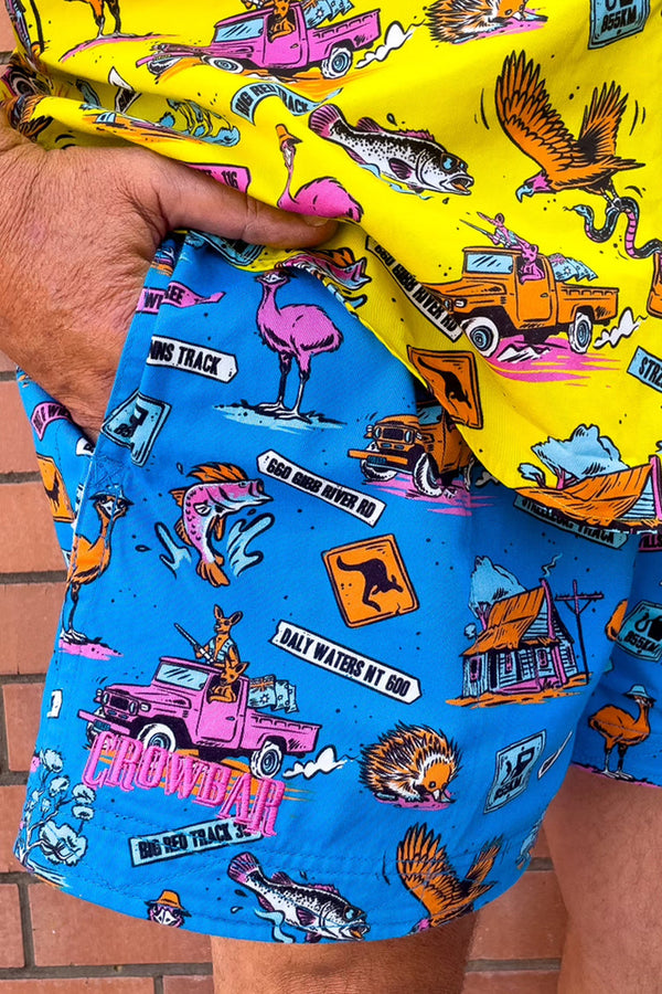 Crowbar Men's Andy Happy Days Print Drill Short - Limited Edition