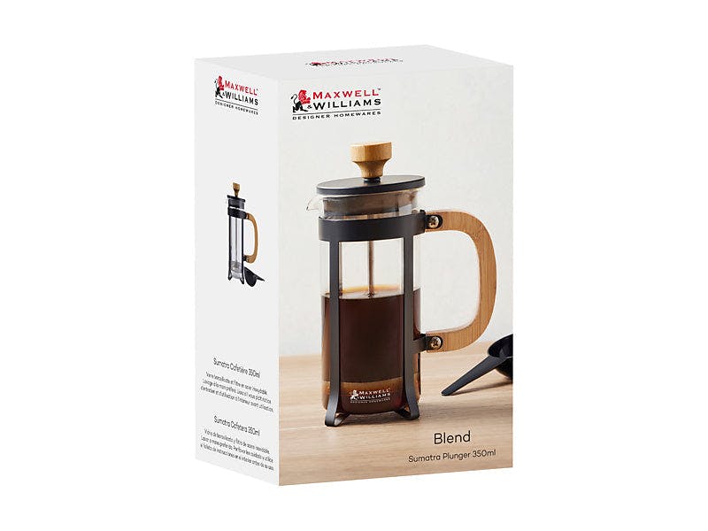 Maxwell & Williams Blend Sumatra Plunger 350ML Black / Bamboo Gift Boxed