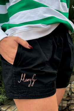 Mary G Ladies Old School Shorts - Black with Rose Gold Metallic Embroidery