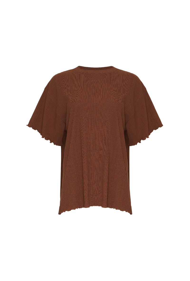 Girl and the Sun Candace Tee - Coffee Ribbed
