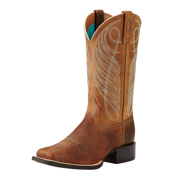 Ariat Women's Round Up Wide Square Toe Boot - Powder Brown