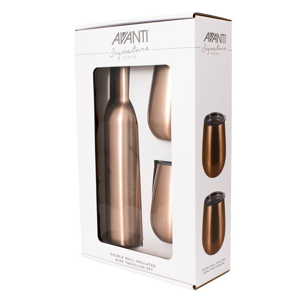 Avanti Double Wall Insulated Wine Traveller Set - Rose Gold