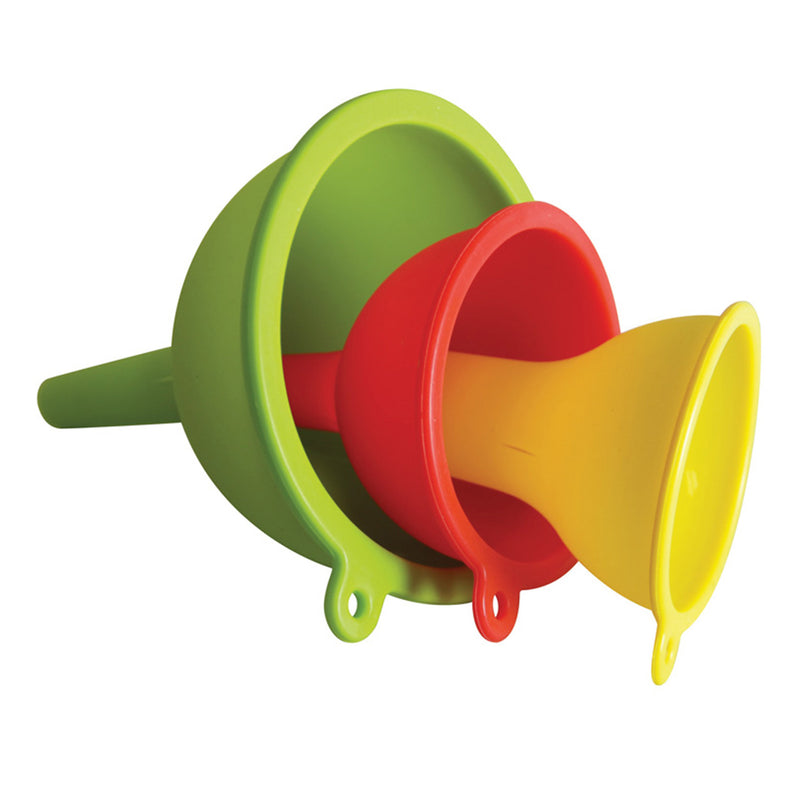 Avanti Silicone Funnel Set 3 Piece Set - Small Yellow/Medium Red/Large Green