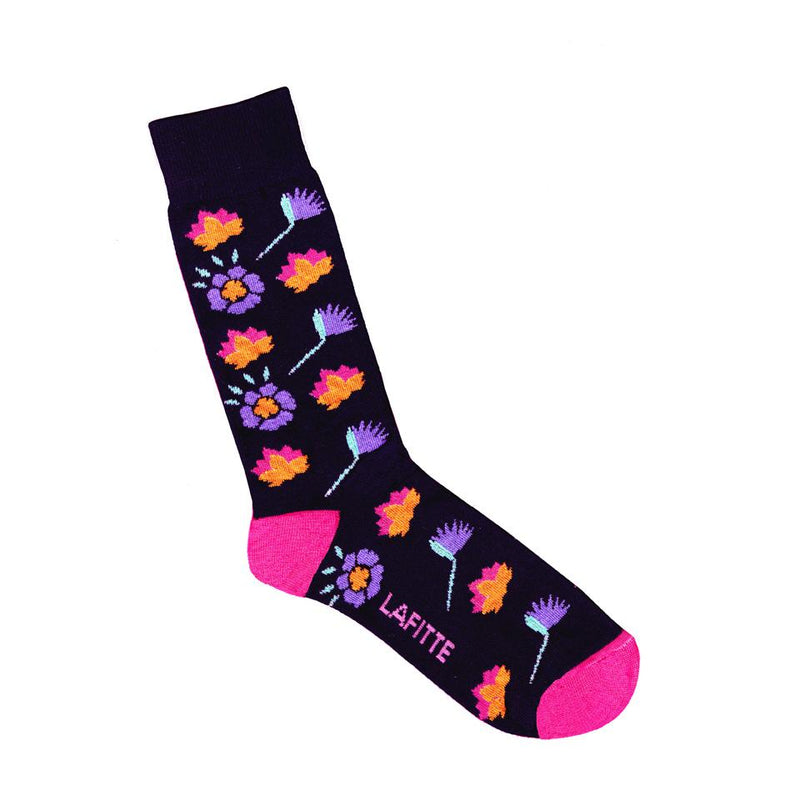 Lafitte Floral Pattern Sock - Navy & Grey
