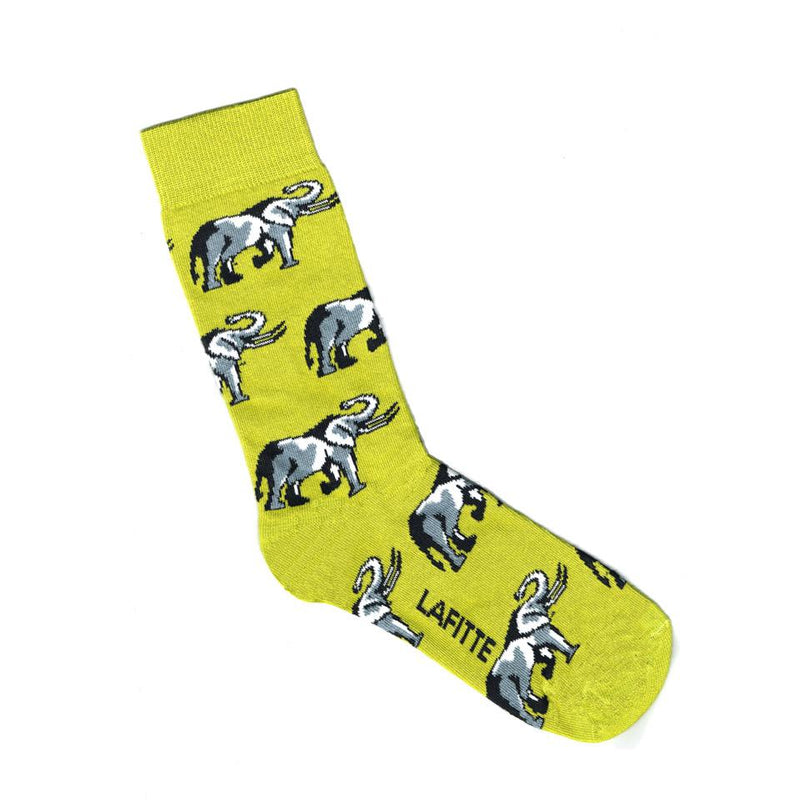 Lafitte Elephant Socks - Grey & Mustard Green