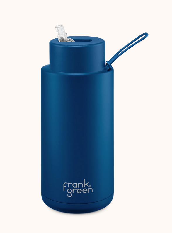 Frank Green Ceramic Reusable Bottle with straw lid 34oz / 1L