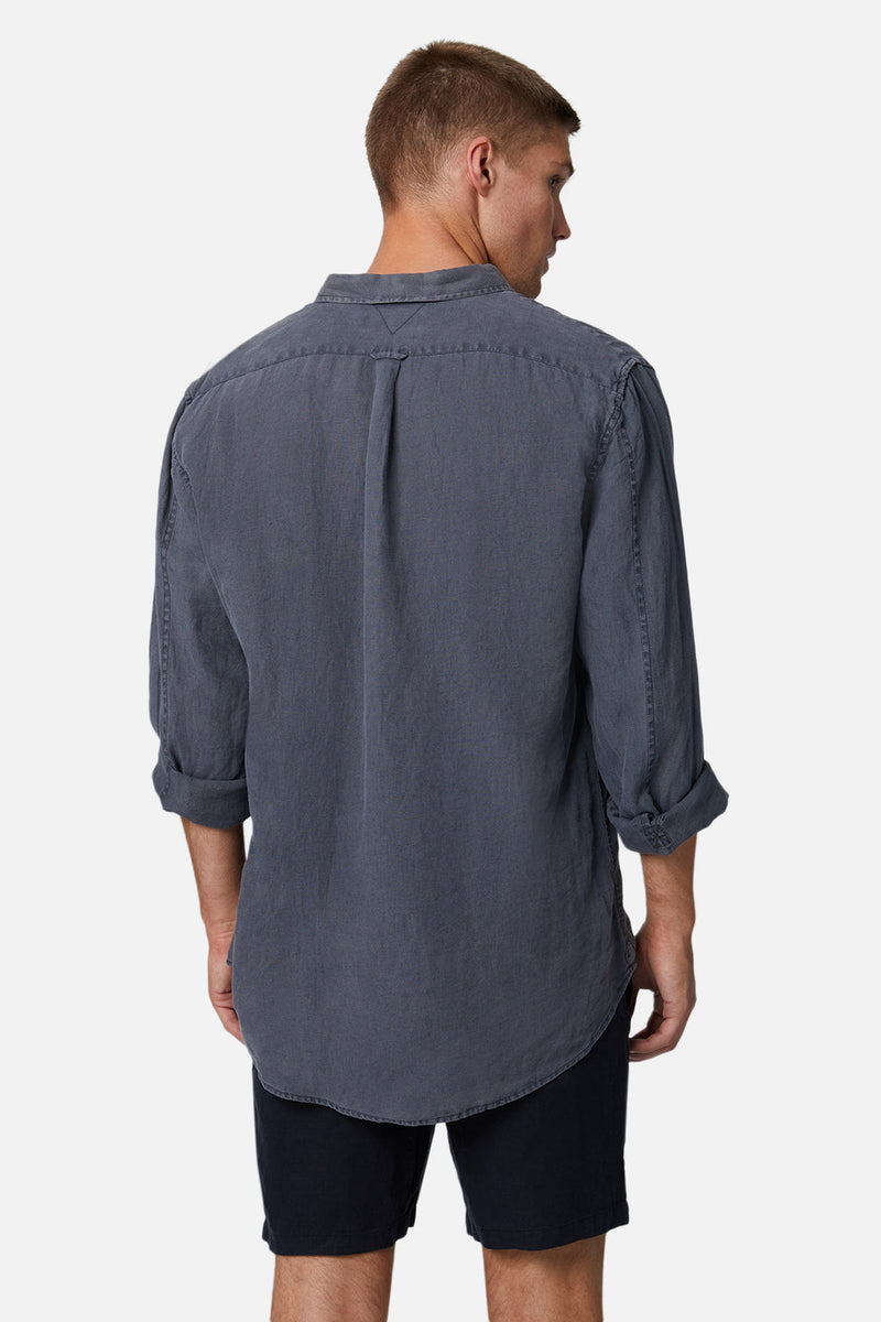 Industrie The Tennyson Linen Long Sleeve Shirt - Anthracite