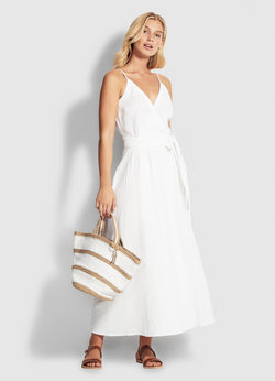 Seafolly Double Cloth Wrap Dress - White