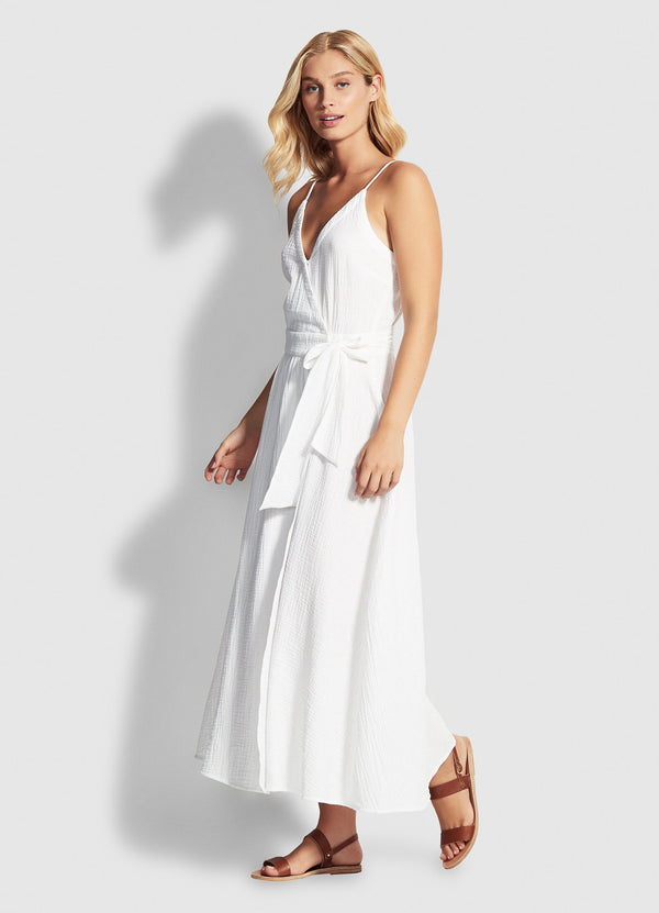 Seafolly Double Cloth Wrap Dress - White