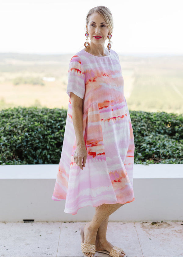 Goondiwindi Cotton Briar Dress - Pink Watercolour