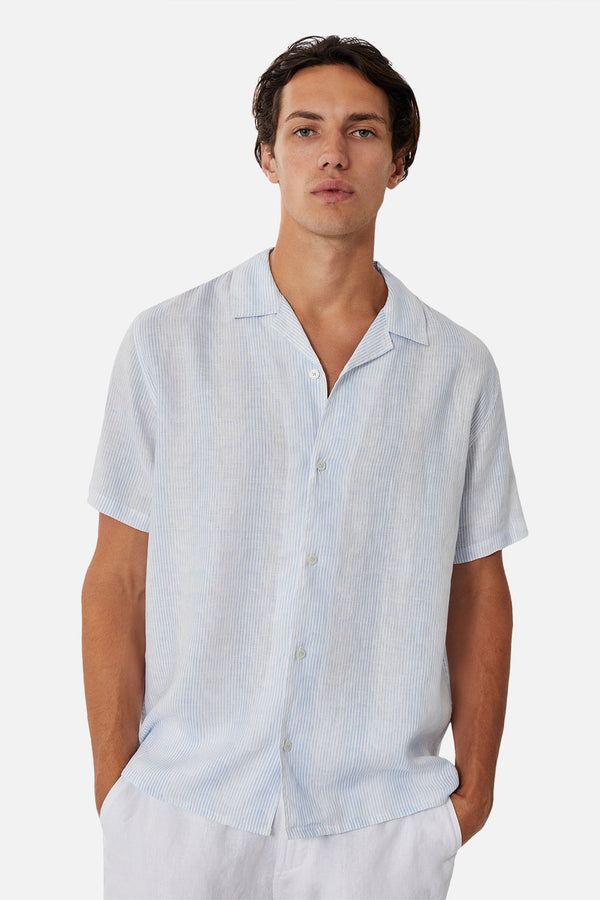 Industrie The Tropicana Short Sleeve Shirt - Light Blue/White