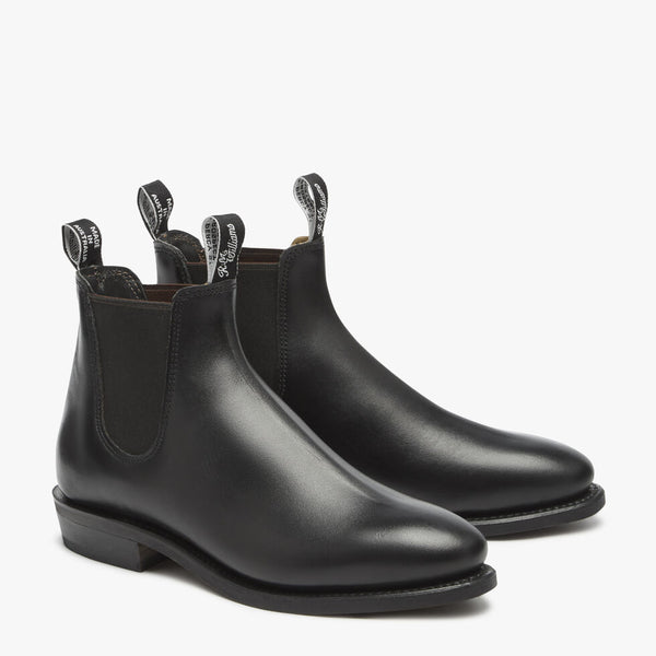 R.M. Williams Classic Adelaide Boot Black E Fit Rubber Sole Assef s