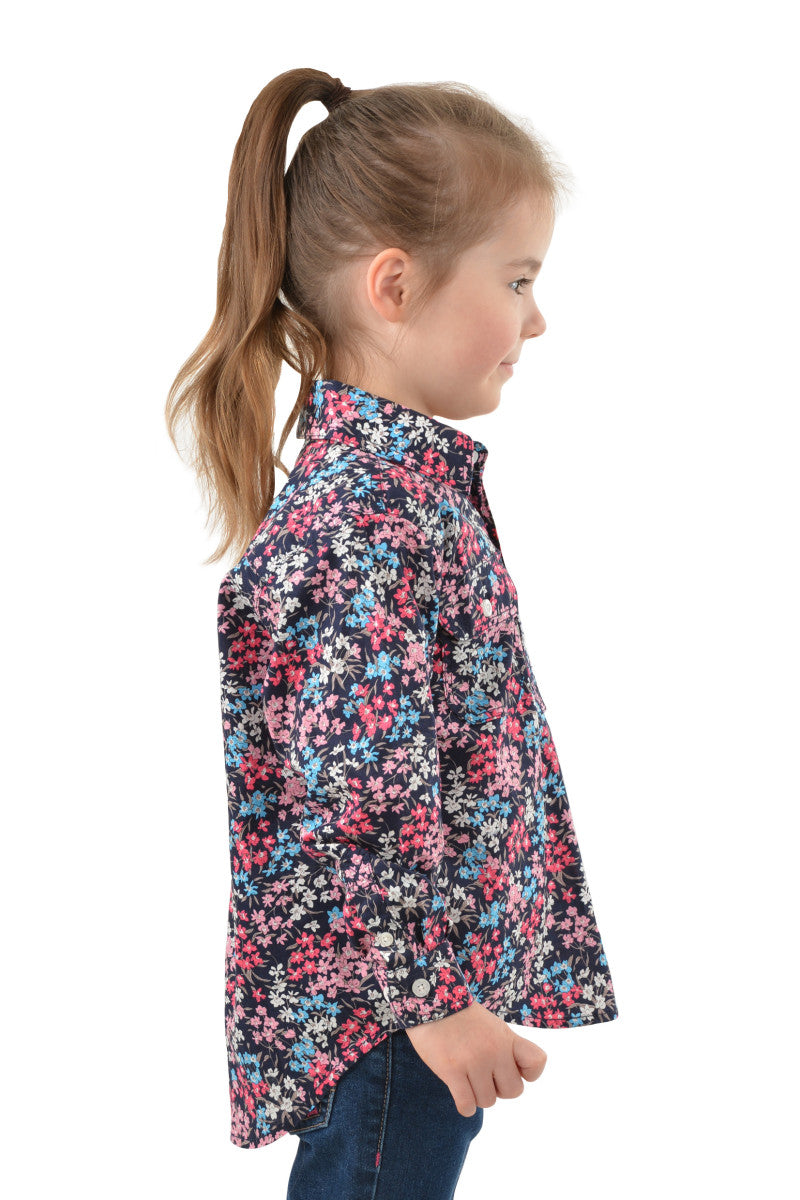 Hard Slog Kids Liberty Half Placket Long Sleeve Shirt - Navy