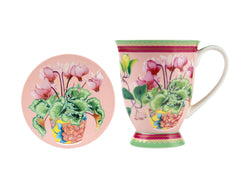 Maxwell & Williams Gabby Malpas Jardin Mug & Coaster - Cyclamen Gift Boxed