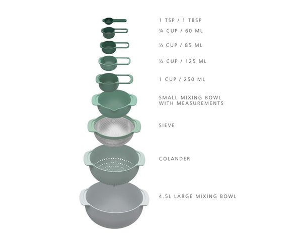 Joseph Joseph Nest 9 Plus Bowl Set - Sage