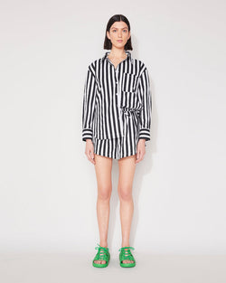 Jac and Mooki Everyday Shirt - Black/White Stripe