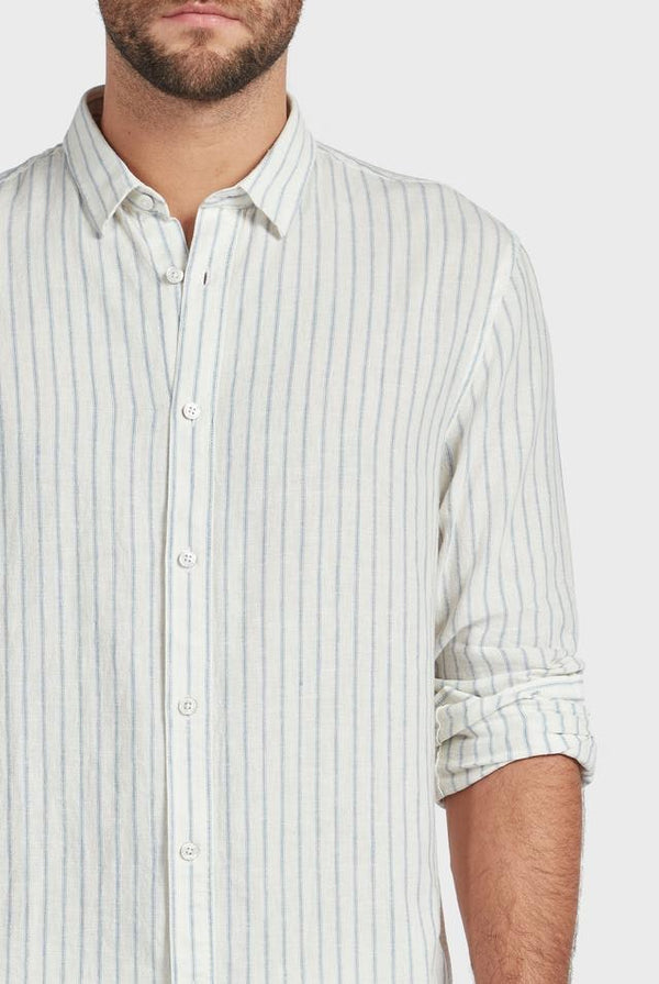 The Academy Brand Joey Long Sleeve Shirt - Natural/Blue