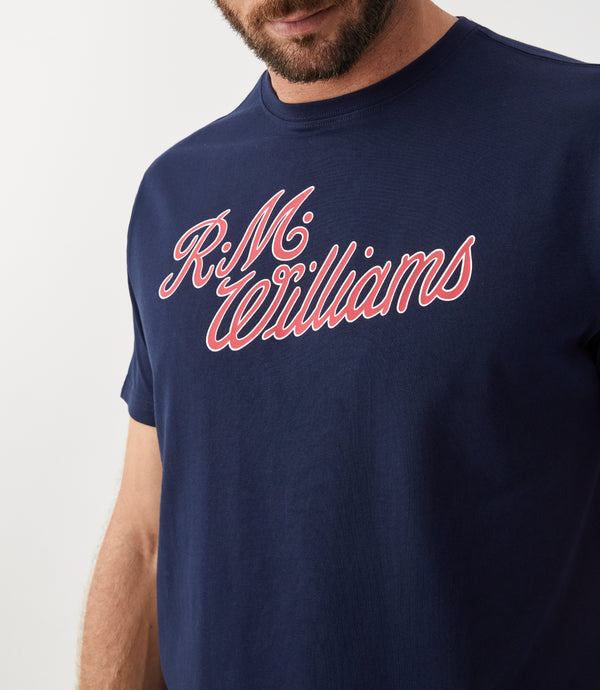 R.M. Williams Script T-Shirt - Navy/Red