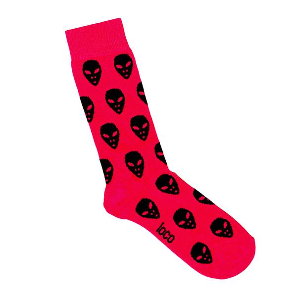 Loco Alien Socks - Black & Hot Pink