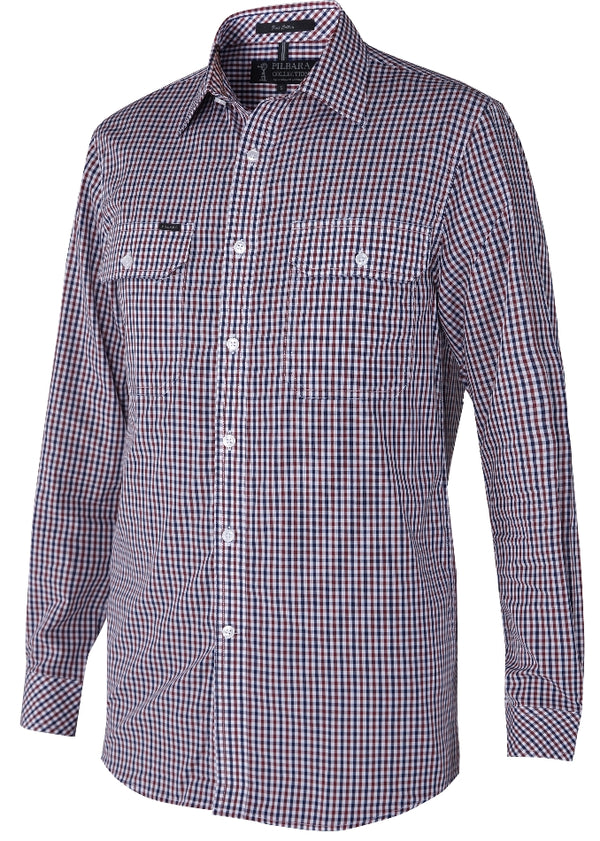 Ritemate Men's Yarn Dyed Check, Dual Pocket, Long Sleeve Shirt - 3 Colours