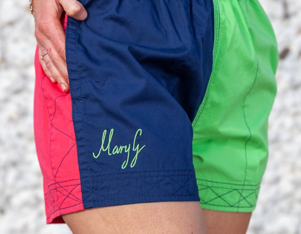 Mary G Ladies Grown Here "Classic" Harlequin Shorts - French Navy/Apple/Raspberry