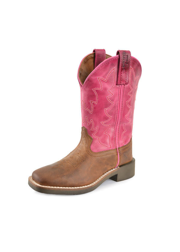 Pure Western Molly Childrens Boot - Oil Distressed Brown/Pink