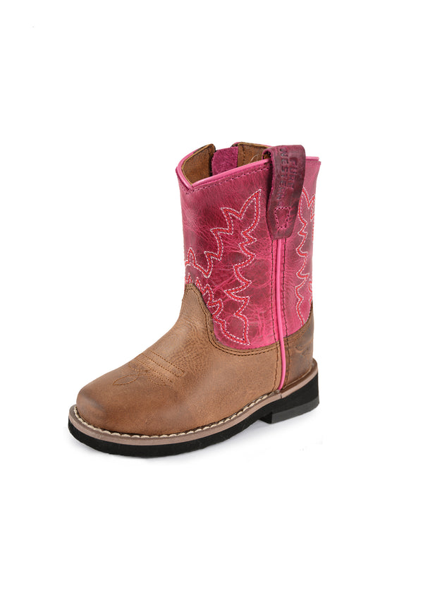 Pure Western Molly Toddler Boot - Oil Distressed Brown/Pink