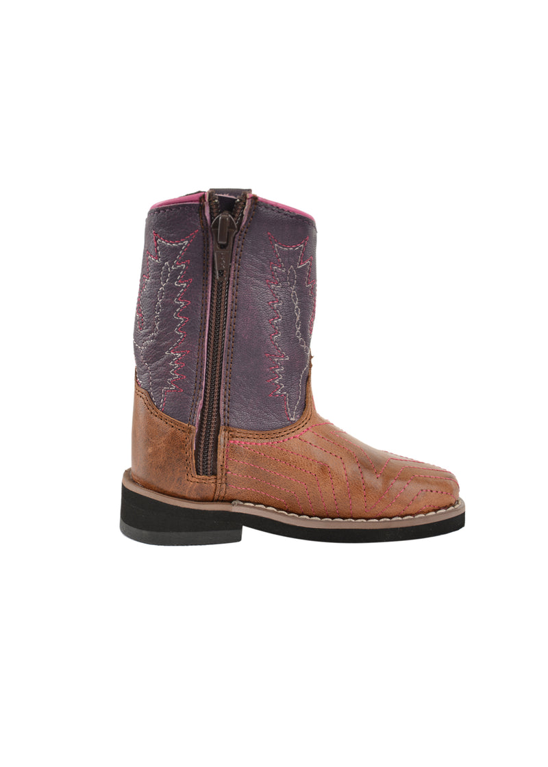 Pure Western Hadley Toddler Boot - Oil Distressed Brown/Purple